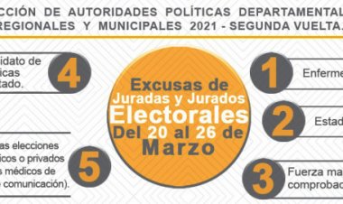 Segunda vuelta: Conozca las 5 causales para excusarse y no ser jurado electoral