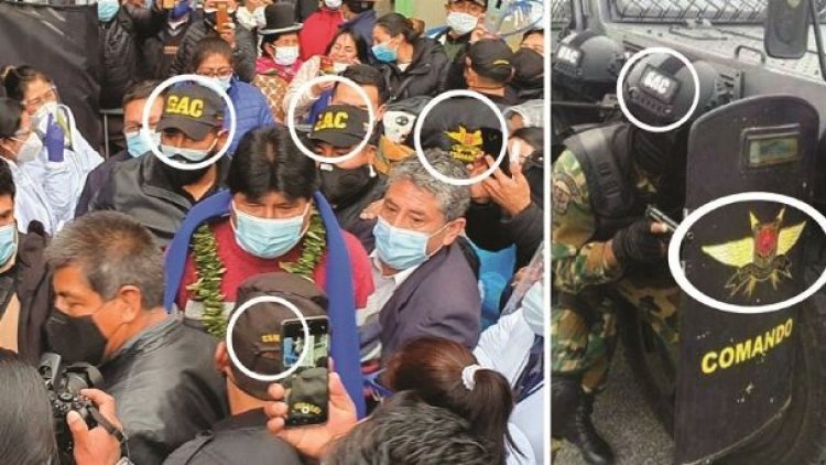 Escoltas de Evo llevan uniformes de una fuerza especial de seguridad venezolana