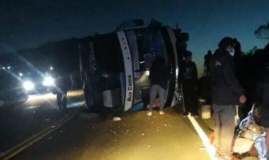Bus SAMA sufre accidente por el Túnel de la carretera de Tarija al norte de Bolivia