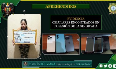 Aprehendida por receptación tras robo de celular en un hotel de Tarija.