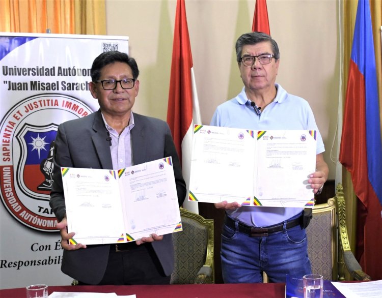 Ministerio de Educación y Universidad Juan Misael Saracho firman convenio para fortalecer formación profesional