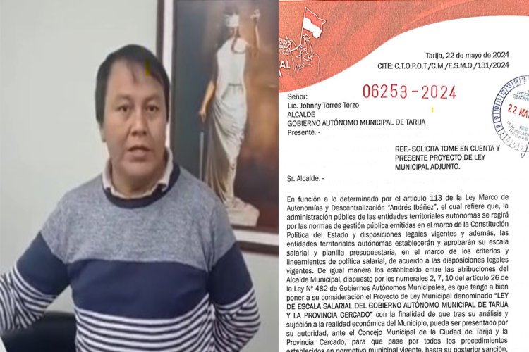 Concejal Ervin Mancilla Presenta Proyecto de Ley de Escala Salarial para el Gobierno Autónomo Municipal de Tarija.