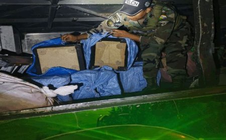 Identifican más de 20 kilos de clorhidrato de cocaína, que era transportada en un bus de la empresa El Chaqueño.