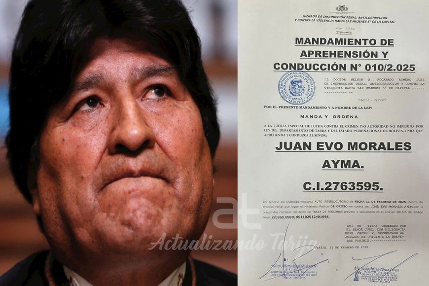Juez de Tarija ordena la aprehensión de Evo Morales por trata de personas.