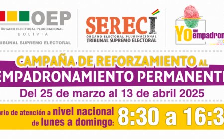 Del 25 de marzo al 13 de abril el Serecí realizará el empadronamiento electoral permanente