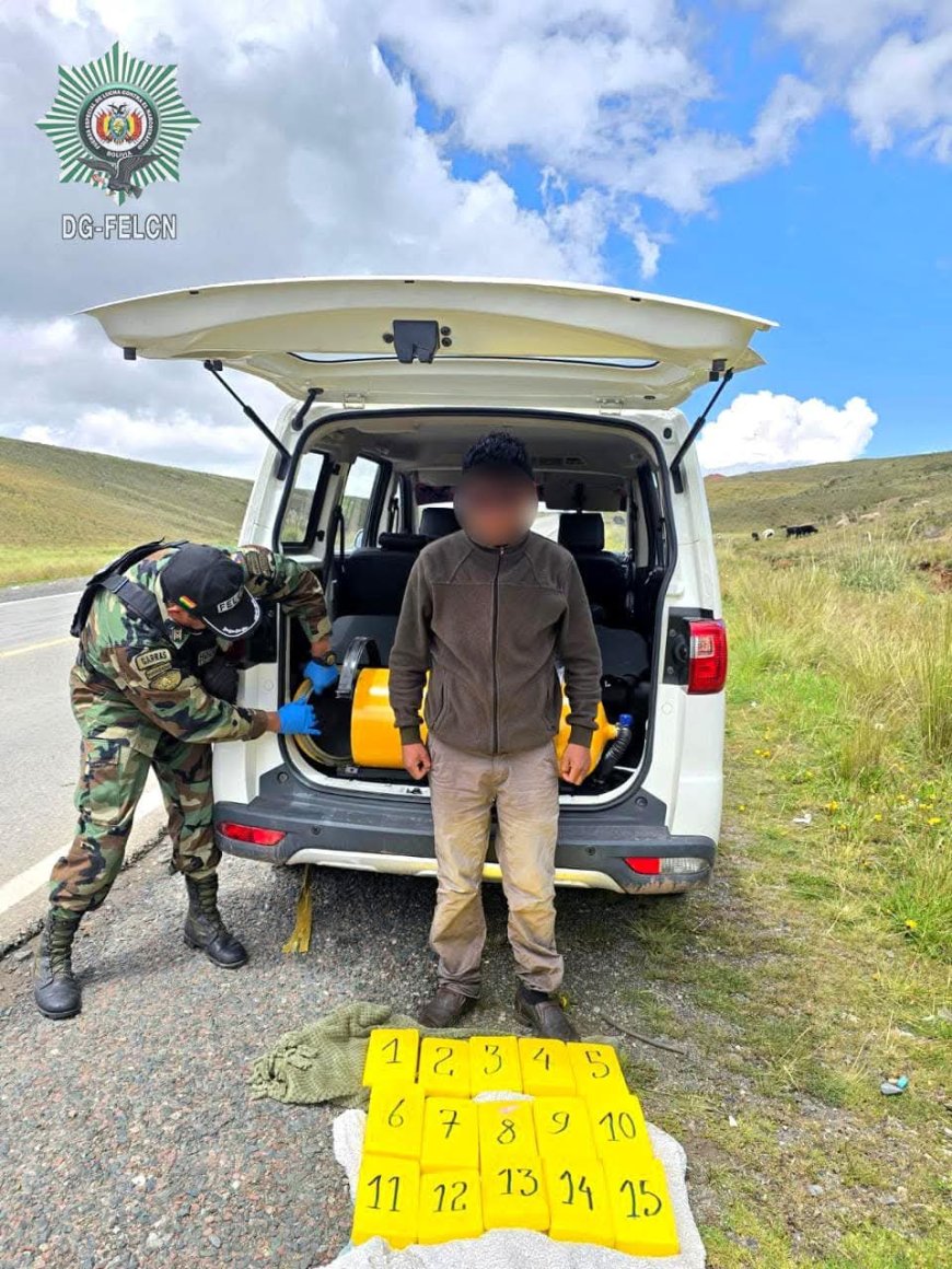 F.E.L.C.N. logra la aprehensión de un narcotraficante en la carretera La Paz-Desaguadero