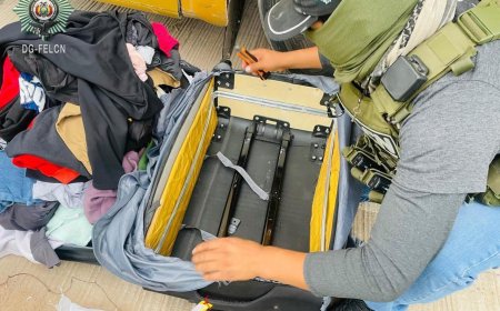 POLICÍA INCAUTO DROGA CAMUFLADA EN MALETA DE DOBLE FONDO, EL OPERATIVO SE REALIZÓ EN PUERTO SUÁREZ