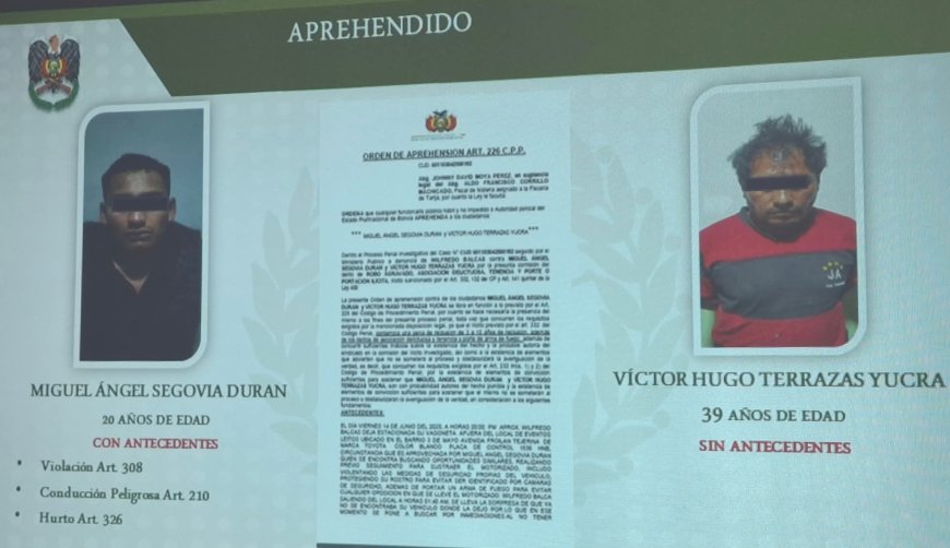 Envían a la cárcel con detención preventiva a los dos presuntos autores de robo agravado de vehículo.