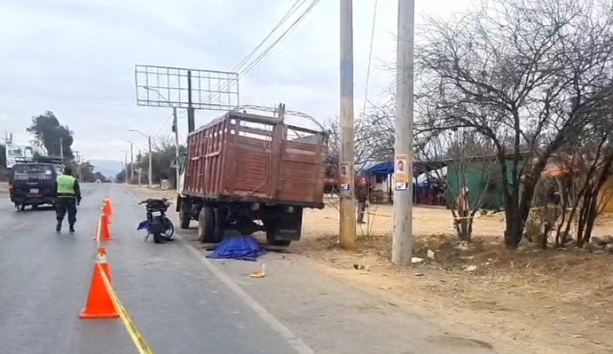 Motociclista pierde la vida tras impactar contra un camión detenido en la ruta Tarija - San Lorenzo.
