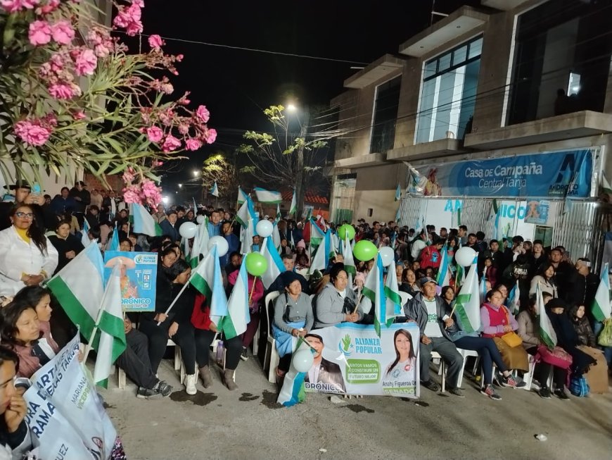 Alianza Popular cierra campaña en Tarija sin la presencia de su candidato presidencial.