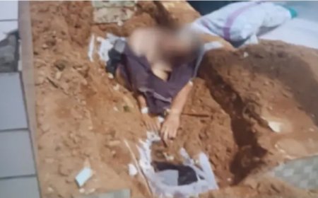 Sepulturero halla cadáver sentado sobre su propia tumba en Brasil.