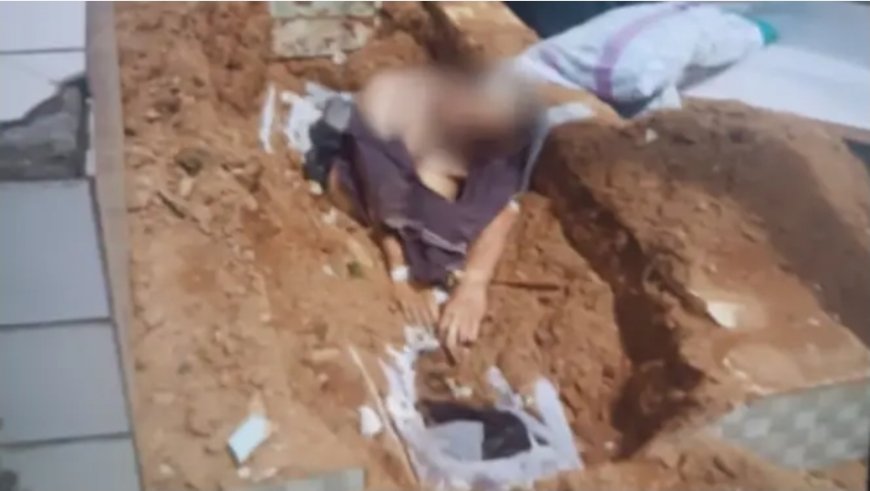 Sepulturero halla cadáver sentado sobre su propia tumba en Brasil.