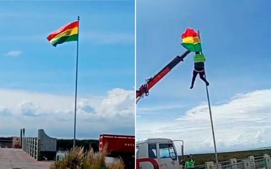 Bandera boliviana en Puno desató polémica y fue retirada por autoridades peruanas.
